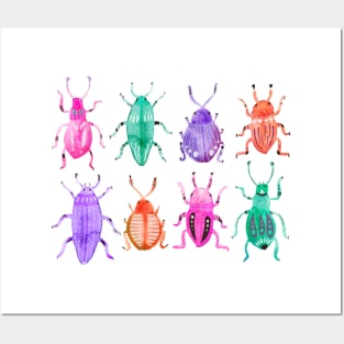 Watercolor Beetles Posters and Art